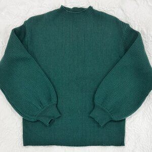 Anthropologie Dark Emerald Green Mock Neck L/S Sweater Size M
